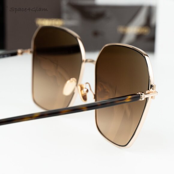 Tom Ford Women Sunglasses Rose Gold Havana Brown Gradient Square FT0839 52F NEW main image 8